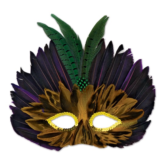 Beistle Feathered Mardi Gras Masks, 2ct.